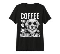 Café et Golden Retrievers Funny Golden Retriever T-Shirt Haut de Gamme