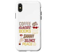 Café et Lecture, Silence ou Paix, Livre de Lecture Cadeaux Coque pour iPhone X/XS
