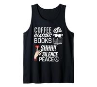 Café et Lecture, Silence ou Paix, Livre de Lecture Cadeaux Débardeur