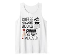 Café et Lecture, Silence ou Paix, Livre de Lecture Cadeaux Débardeur