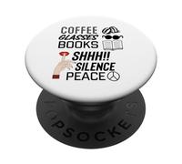 Café et Lecture, Silence ou Paix, Livre de Lecture Cadeaux PopSockets PopGrip Adhésif