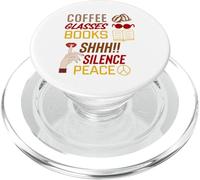 Café et Lecture, Silence ou Paix, Livre de Lecture Cadeaux PopSockets PopGrip pour MagSafe
