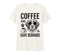 Café et Saint Bernard drôle Saint Bernard T-Shirt Haut de Gamme