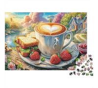 Café et Sandwich Puzzle en Carton Solide 1000 Pièces, Art du thé du Matin, Cadeau Amusant, Activité, Décoration Murale, Relaxation Mentale, Calme 70x50cm/1000pcs