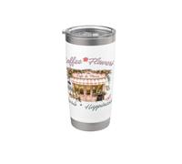 Café Fleurs Paris Bonheur Café Parisien Français Gobelet isotherme en acier inoxydable double paroi