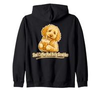 Café glacé et Rayures du Ventre Doodle Pup Sweat à Capuche