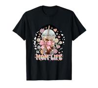 Café glacé Mom Life Pink Coquette Bow Daisy Pastel T-Shirt