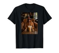 Café glacé Poulet Amusant Lounge Coffee Shop Lover Hen Meme T-Shirt Graphique avec Valeur, Homme, Noir, L