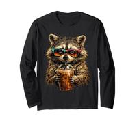Café glacé Sleepy Raccoon Retro 90's Sunset Sarcastic Manche Longue