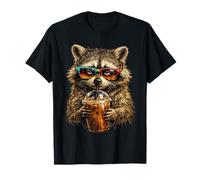 Café glacé Sleepy Raccoon Retro 90's Sunset Sarcastic T-Shirt