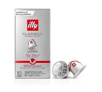 Café illy torréfié CLASSICO LUNGO en Capsules Compatibles Nespresso - 100% Arabica - 10 étuis de 10 capsules (100 capsules)