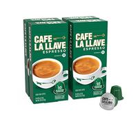 Cafe La Llave Lot de 40 capsules d'expresso recyclables en aluminium, intensité 11, compatibles avec les machines Nespresso d'origine