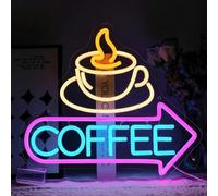 Café LED Signe de néon Lampe Dimmable Light Up Sign pour chambre Coffee Shop Décoration murale Décoration de fête d'Halloween