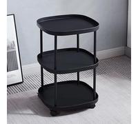 Café Moderne avec Roues pour Le Salon Centre D’extrémité Latérale Cadre en Acier Au Carbone Étagère Réglable Ouverte pour Les Petits Espaces Salon Chambre à Coucher, Black, 43 * 43 * 65cm