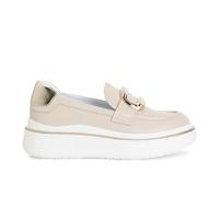 Cafè Noir C1DS1012M008380 Mocassin en Cuir avec Accessoire en Email Beige 38