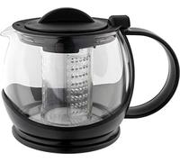 Café Olé 1.2L Théière avec infuseur pour les feuilles de thé avec soupape de fermeture et mécanisme de verrouillage - corps et poignée en plastique sans bpa et verre, noir