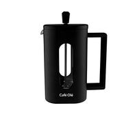 Café Olé cafetiere à piston en plastique et verre - carré, noir, piston en acier inoxydable, 600ML, 5 demi-tasses