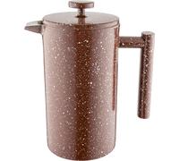 Café Olé CFD Granite Cafetière, corps à double paroi en acier inoxydable 18/10 et filtre à mailles, finition effet granit rouge, 1000 ml (8 tasses à espresso ou 4 tasses)