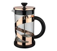 Café Olé Classico Cuivre Cafetière, 350 ml / 1 tasse / 3 tasses à espresso, cafetière à piston, filtre en acier inoxydable, corps en verre, finition cuivrée