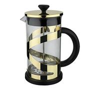 Café Olé Classico D'Or Cafetière, 800 ml / 3 tasses / 6 tasses à espresso, cafetière à piston, filtre en acier inoxydable, corps en verre, finition dorée