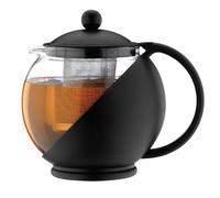 Grunwerg CMP-12TP Café Ole Loose Leaf Everyday Round Tea Pot Infuser Basket Théière en Verre,1,20 Litre ,Noire