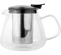 Café Olé Murano Théière 700 ml / 25 oz/Pour 3 à 4 personnes, théière en verre, panier infuseur en acier inoxydable, théière contemporaine, bec verseur lisse
