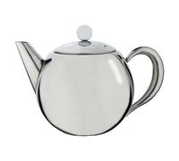 Café Olé Rondeo Théière en acier inoxydable, théière à versage facile avec panier-filtre, 1000 ml, finition miroir