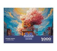 Cafe on The Corner of Street 1000 Pcs Carton Premium Lot de Puzzles Blooming Tree Stimulant Et Éducatif Jeu Créatif Puzzles pour Adultes Et Enfants 52x38cm/1000pcs
