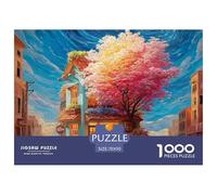 Cafe on The Corner of Street 1000 Pièces Carton Extra-épais Lot de Puzzles Blooming Tree Stimulant Et Éducatif Jeu Créatif Puzzles As Birthday Gifts 70x50cm/1000pcs