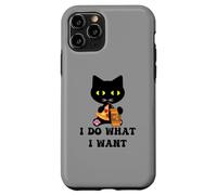 Café Pizza Vintage Chat Noir I Do What I Want Funny My Cat Coque pour iPhone 11 Pro
