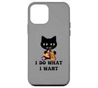Café Pizza Vintage Chat Noir I Do What I Want Funny My Cat Coque pour iPhone 12 Mini