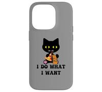 Café Pizza Vintage Chat Noir I Do What I Want Funny My Cat Coque pour iPhone 14 Pro