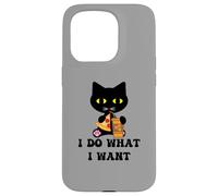 Café Pizza Vintage Chat Noir I Do What I Want Funny My Cat Coque pour iPhone 15 Pro