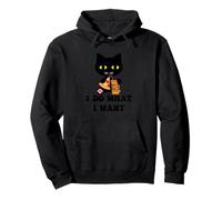 Café Pizza Vintage Chat Noir I Do What I Want Funny My Cat Sweat à Capuche