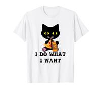 Café Pizza Vintage Chat Noir I Do What I Want Funny My Cat T-Shirt