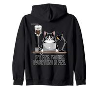 Café pour Chat It's Fine Im Fine Everything is Fine Sweat à Capuche
