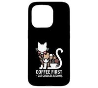 Café, Premier Chat, câlins, deuxième Matin Coque pour iPhone 15 Pro