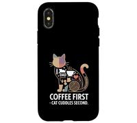 Café, Premier Chat, câlins, deuxième Matin Coque pour iPhone X/XS