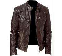 Cafe Racer Veste de motard en cuir d'agneau véritable pour homme Coupe ajustée Noir/marron, marron, M