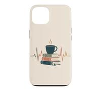 Café rétro pour Amateurs de Livres, Lecture de Rythme Cardiaque, esthétique Coque pour iPhone 13