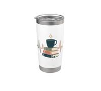 Café rétro pour amateurs de livres, lecture de rythme cardiaque, esthétique Gobelet isotherme en acier inoxydable double paroi
