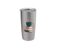 Café rétro pour amateurs de livres, lecture de rythme cardiaque, esthétique Gobelet isotherme en acier inoxydable double paroi