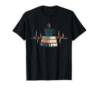 Café rétro pour Amateurs de Livres, Lecture de Rythme Cardiaque, esthétique T-Shirt