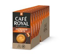 Café Royal, Espresso Forte, 100 Capsules Compatibles Nespresso (R), Aluminium 80% Recyclé, Certifié Rainforest Alliance, Café 100% Arabica, Intensité 9