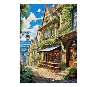 Café Rue Architecture Puzzle, 1000 Pièces Jeu D'intérieur Adulte | 70x50cm Carton, Exercice Mental, Coupe Précise, Amateurs De Puzzles, Réduction Du Stress