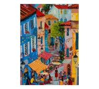 Café Rue Bâtiment Arbre Puzzle, 1000 Pièces Jeu Intérieur Adulte | 70x50cm Papier, Passe-temps Intellectuel, Cadeau Anniversaire, Décoration Salon, Interaction Familiale