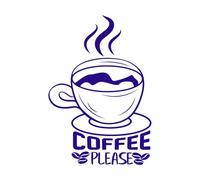 café s'il vous plaît, le café peut être utilisé Stickers muraux en PVC 36x52.3cm Stickers pour vitres Bleu foncé