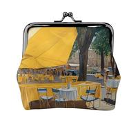 Cafe Terrace at Night - Porte-monnaie compact pour femme avec serrure imperméable pour cadeaux de voyage, Noir , Taille unique, Sac à dos décontracté