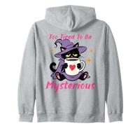 Café « Trop fatigué pour être mystérieux » Cat Witch Sweat à Capuche