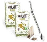 Café vert nature 36 sachets + paille inox avec filtre VERT G